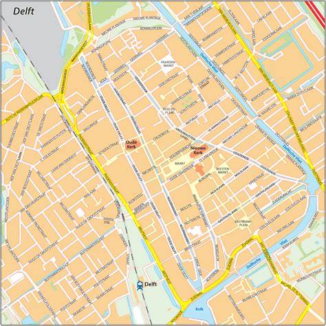 Kaart van centrum Delft met klinieklocatie