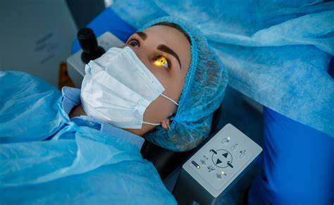 patiënt tijdens ooglaserbehandeling kliniek
