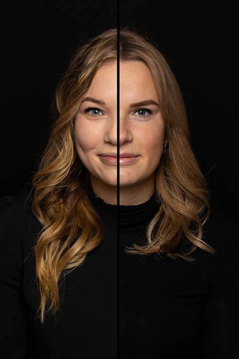 Artistiek portret met twee samensmeltende gezichten